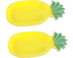 Voerbak Hamster - Dierenbakje Eten - Voeren en drinken - Keramiek - 13 x 8.5 cm - Geel