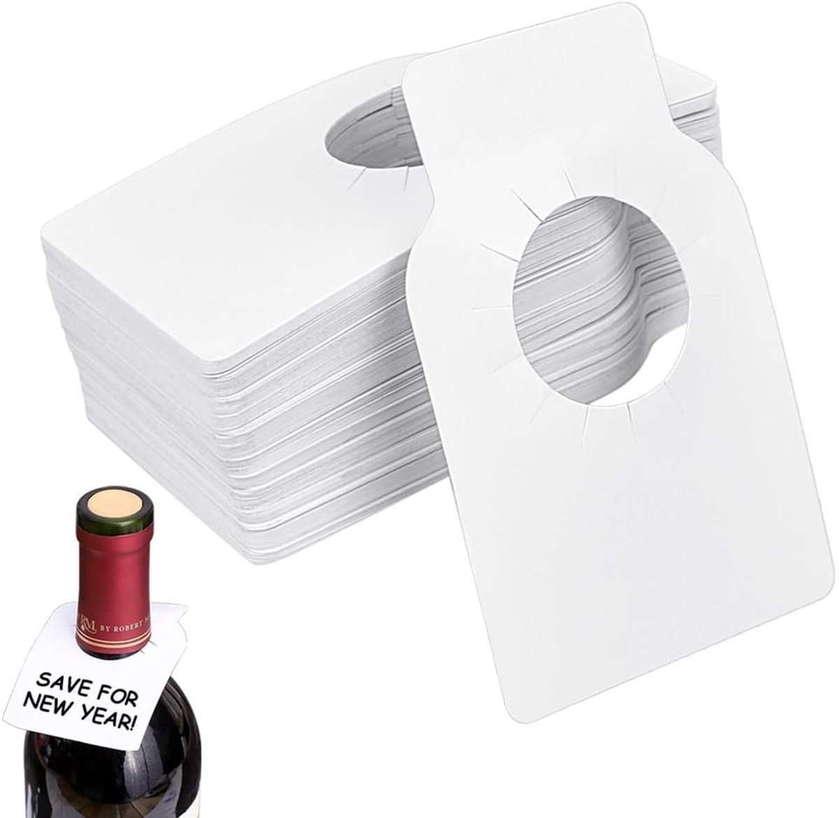 Dailygoods - 100 stuks flessenhangers, etiketten, pvc, flessenhangers om te beschrijven, waterdicht, wijnflessen, etiket voor fleshals