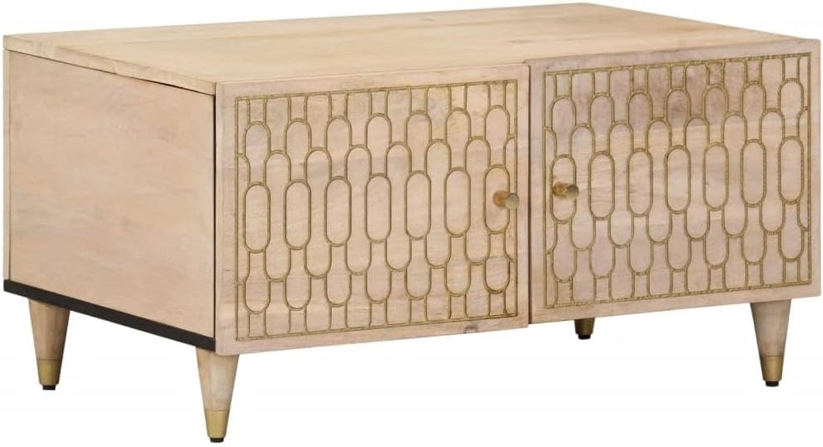 Salontafel - Eindtafel - Woonkamer Meubilair - Massief Hout - 80x50x40 cm - Houtkleur