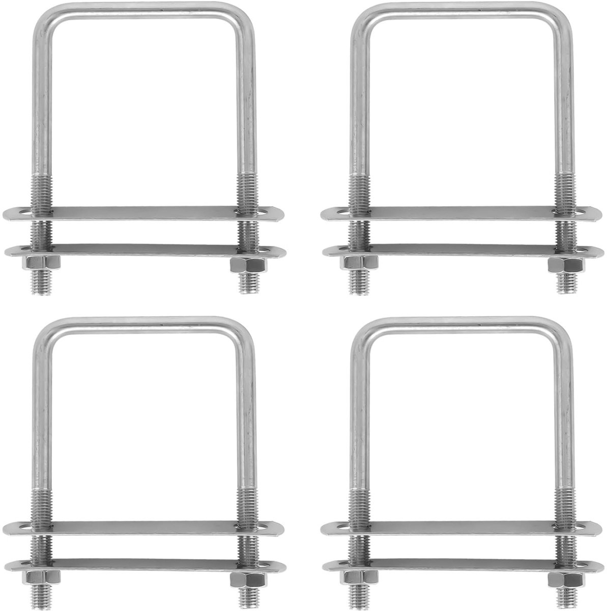 Dailygoods- Beugelschroeven M10 - 4 x U-bouten 80 mm x 150 mm - Roestvrij Staal - Beugelklem - Hekbevestiging - Hoog Draagvermogen - Beugelbouten