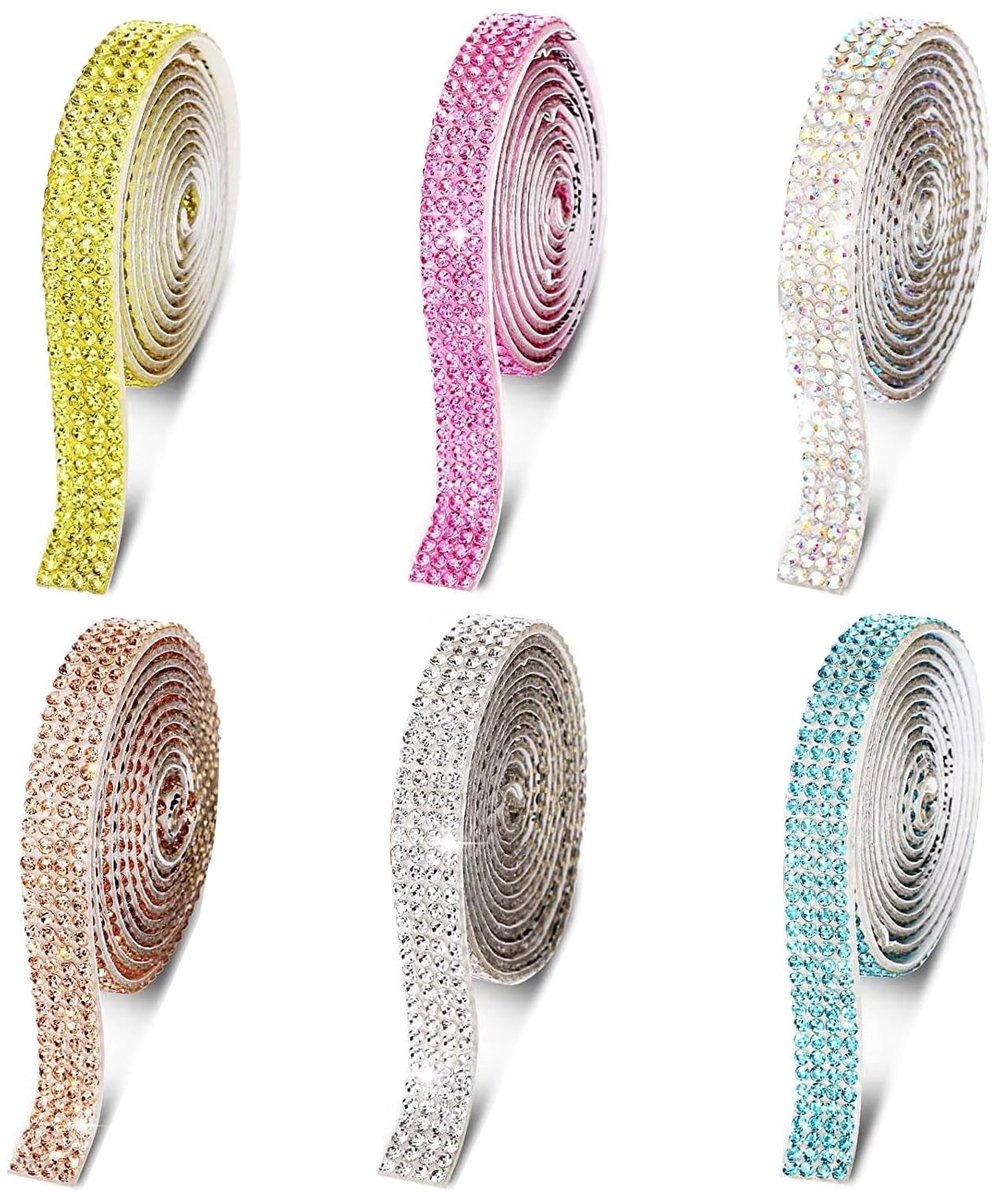 Dailygoods- Strassband Set van 6 - Zelfklevend - Kristallen Glitterlint - Voor Kunsthandwerk - Bruiloftsdecoratie - 0,8 cm breed, 91 cm lang