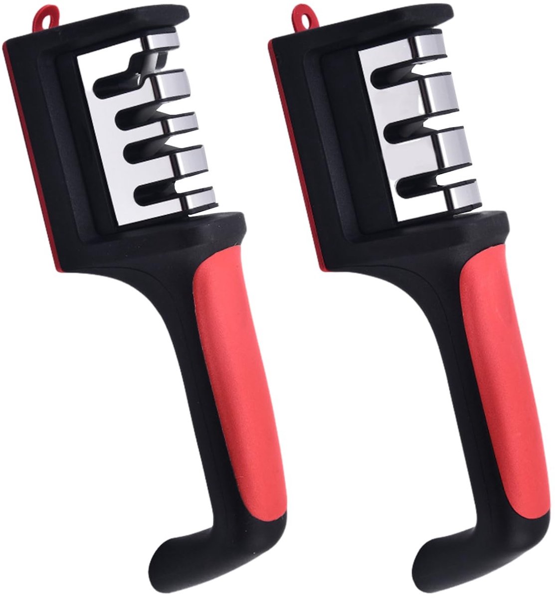 Dailygoods- Messenslijper 2-delig - Handmatige Messenslijper - 3/4-traps Slijper - Keukenmessenslijper - Duurzaam - PP/Roestvrij Staal - 21,5 x 5,5 cm - Messen Slijper