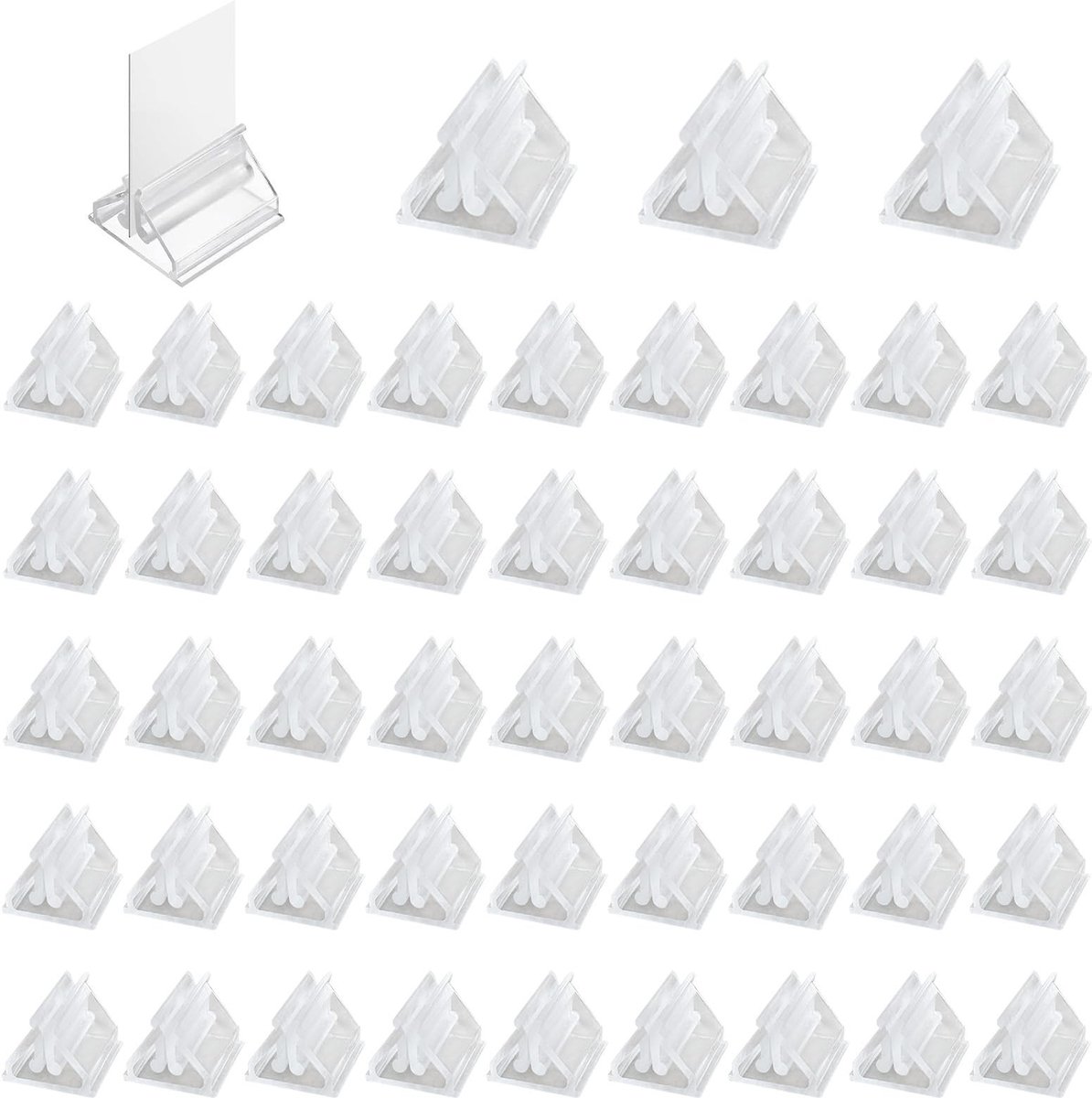 Dailygoods- Naamkaartstandaards 48-delig - Transparante Acryl Displayhouders - Mini-Borddisplayhouders - Voor Kaarten/Foto's - Ideaal voor Presentaties - Kaartdisplay