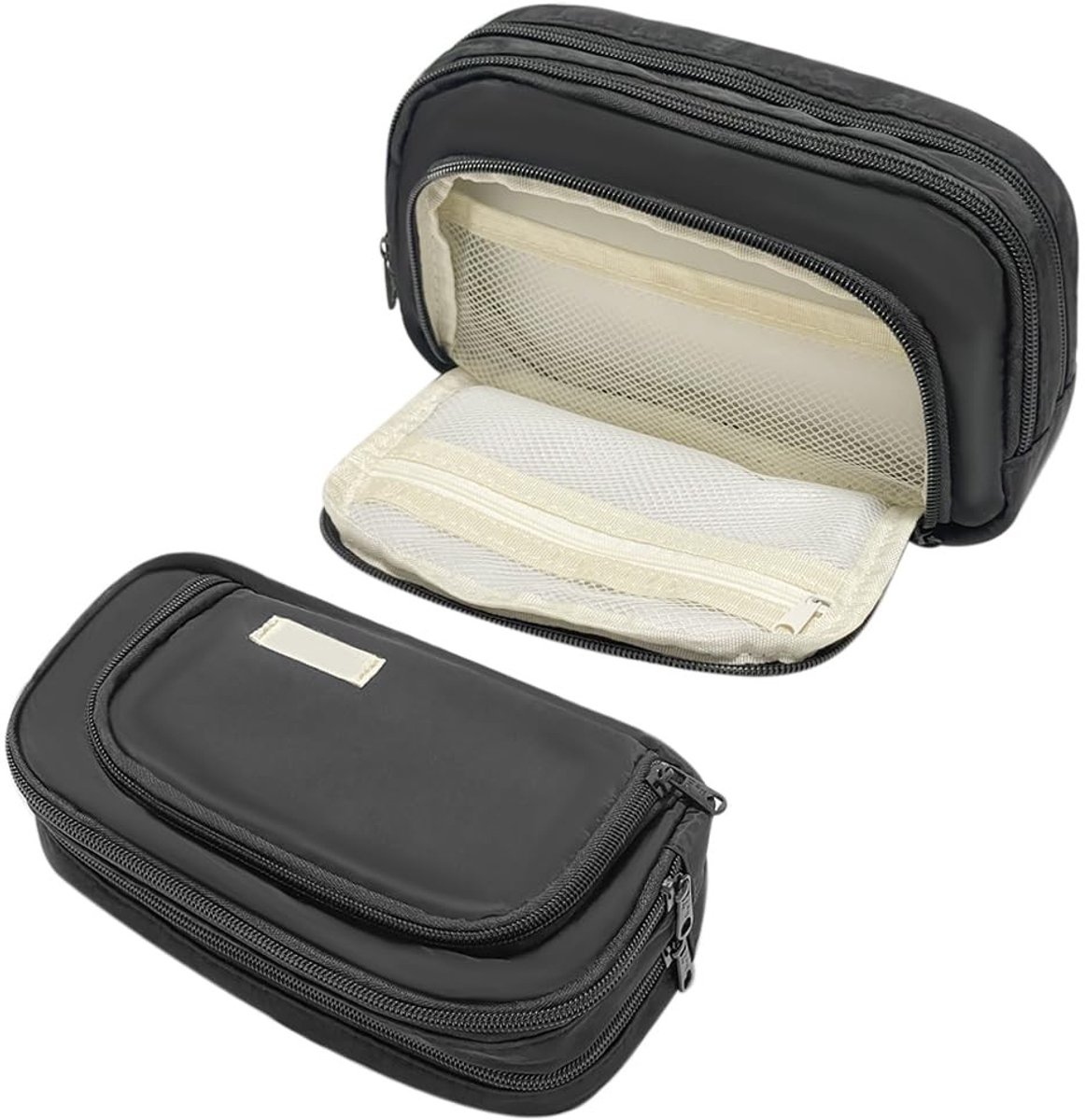 Dailygoods- Potloodetui Duurzaam - 3 Vakken - Opvouwbaar - Ritsontwerp - Schoolbenodigdheden - Make-up Tas - 21x7x13cm - Pennenbox