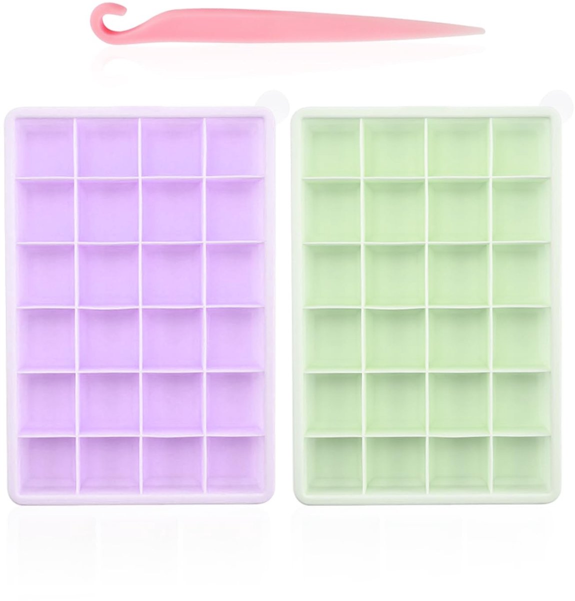 Dailygoods- IJsblokjesvorm Set 2 Stuks - IJsblokjesvorm Siliconen - IJsblokjesvorm met Deksel - 24 Vakjes - Ruimtebesparend - Makkelijk te Reinigen - Ijsblokjesbak