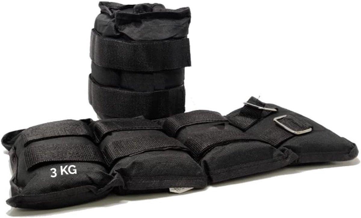 Pols en enkelgewichten - Verzwaarde banden - Spieropbouw training - Verstelbare klittenband - 2 x 3 kg - Zwart