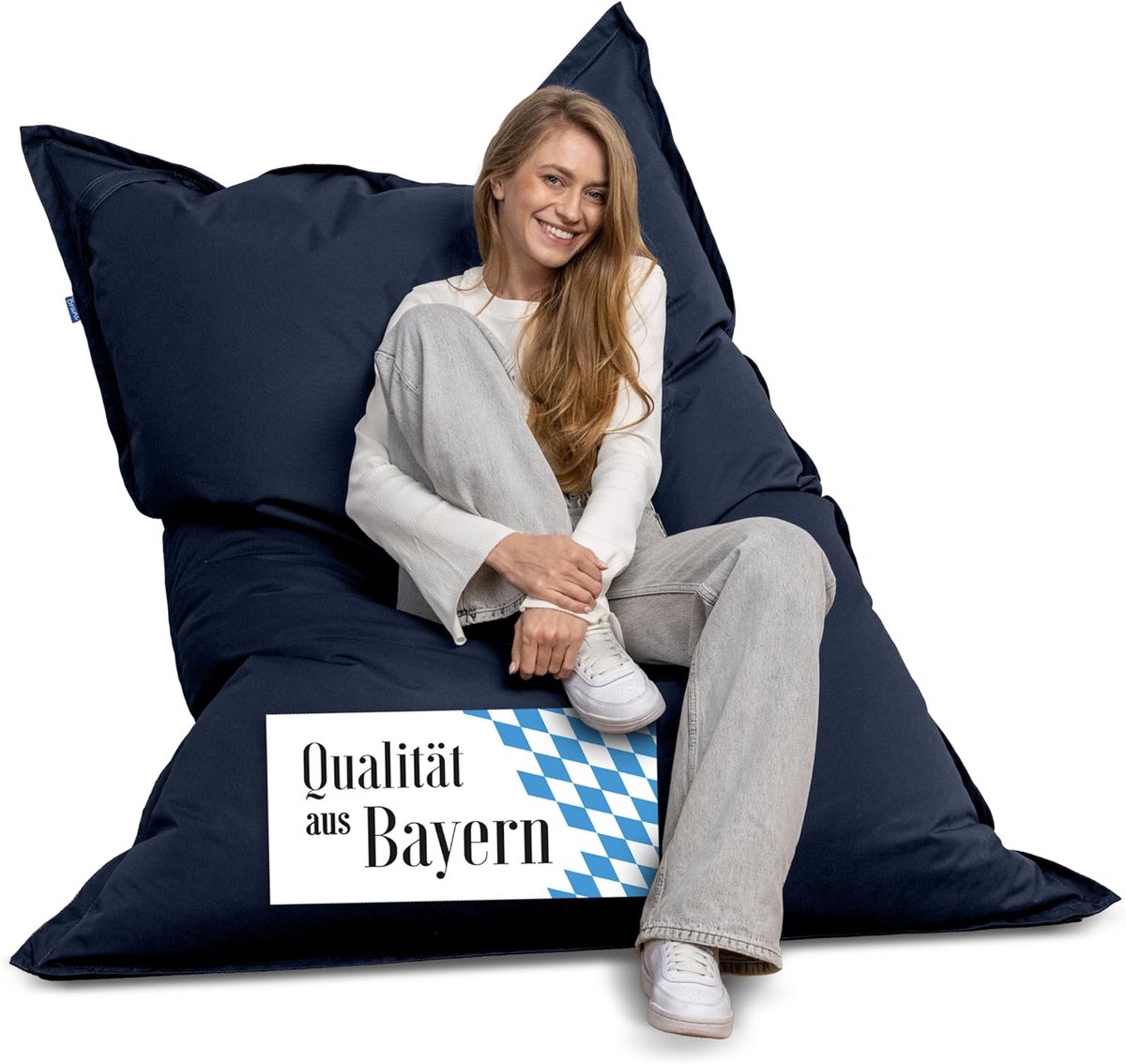 Rechthoekige Zitzak - XXL Ligzak - Ontspannen Binnen Buiten - Waterdicht UV-bestendig - 140 x 180 cm - Blauw-grijs