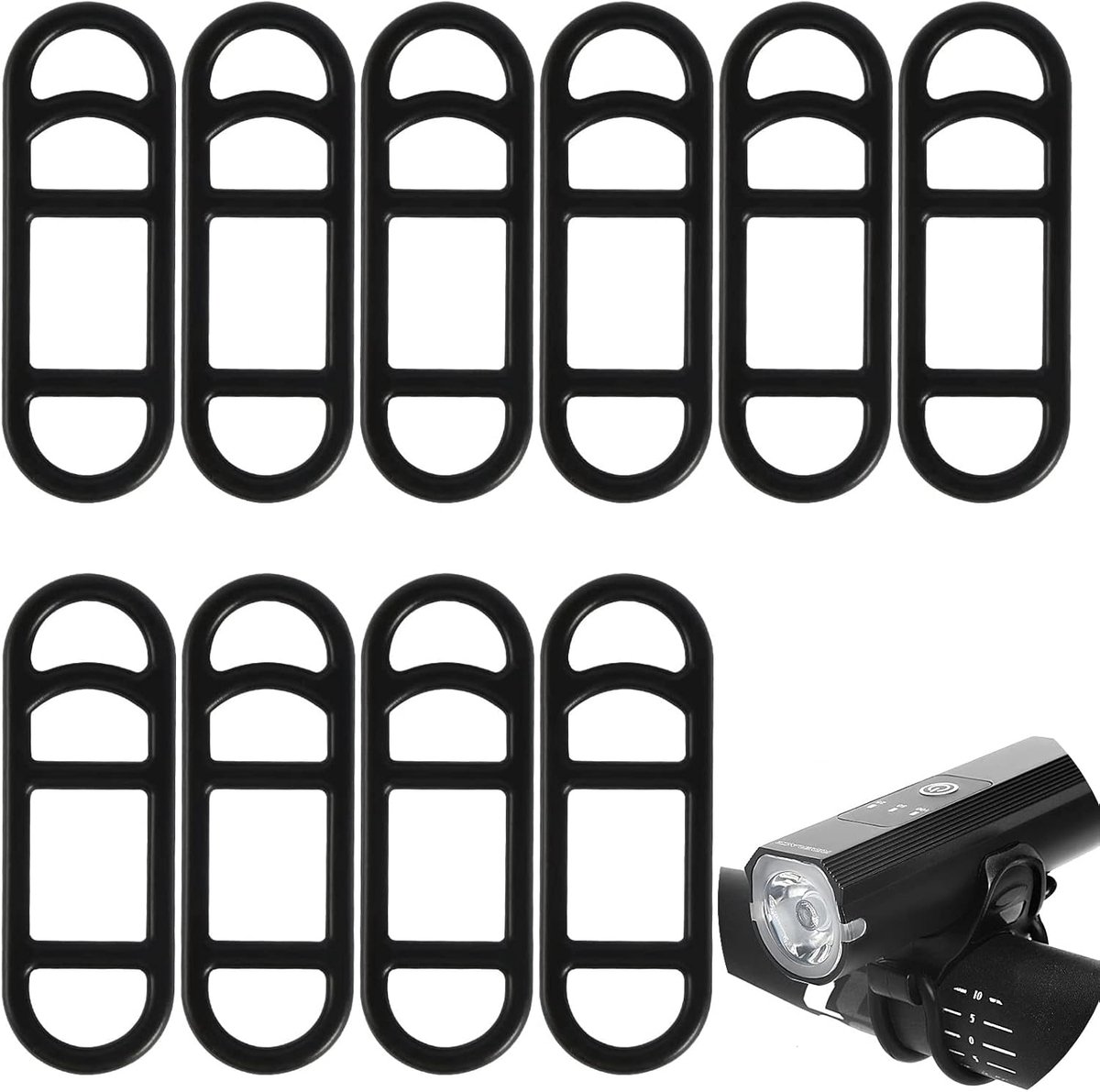 Fietsbanden Siliconen - Rubberen Ringen - Fietsverlichting Bevestigen - Voedselveilig Siliconen - 7x2.4cm - Zwart