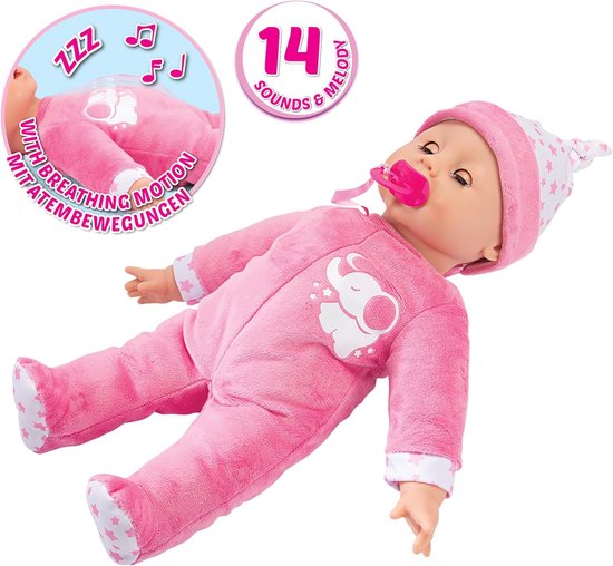 Laura Snoezelbaby 38 cm met Ademhaling Slaapliedje en Babygeluidjes Zacht Lichaam Slapende Ogen 18 Maanden + — afbeelding 4