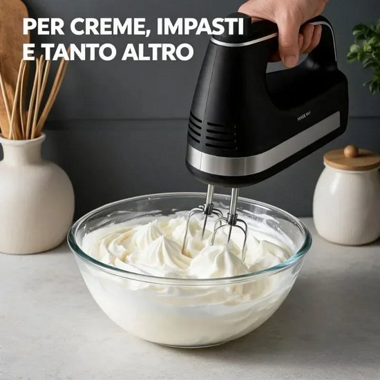 Handmixer 300W - 5 Snelheden + Turbo - Elektrische Mixer met Gardes en Deeghaken - Zwart — afbeelding 5