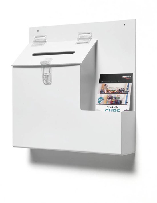 Deflecto Actiebox met gleuf en slot Wit (b x h x d) 35.5 x 36 x 9 cm 1 stuk(s)