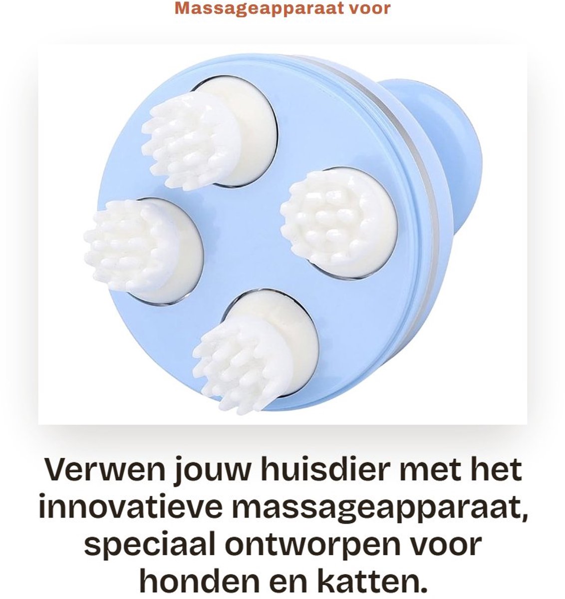 Dailygoods - Massageapparaat voor huisdieren - Elektrisch hoofdhuidmassageapparaat - Oplaadbaar via USB - Blauw - Geschikt voor honden en katten - Com...