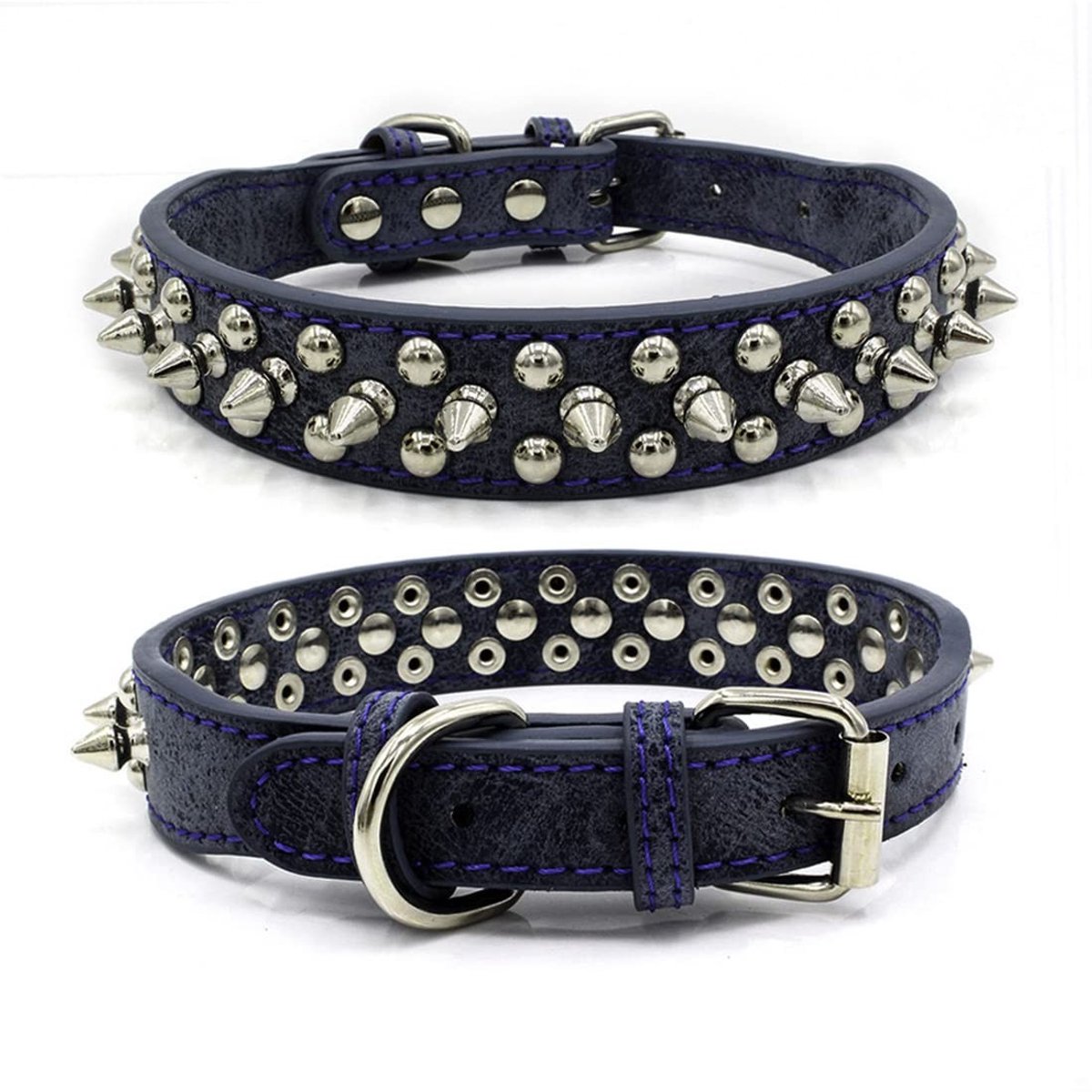 Dailygoods- Hondenhalsband met Klinknagels - Hondenriem - Antibijt - Leer - Middelgrote/Grote Honden - Schokbestendig - Hondentuig