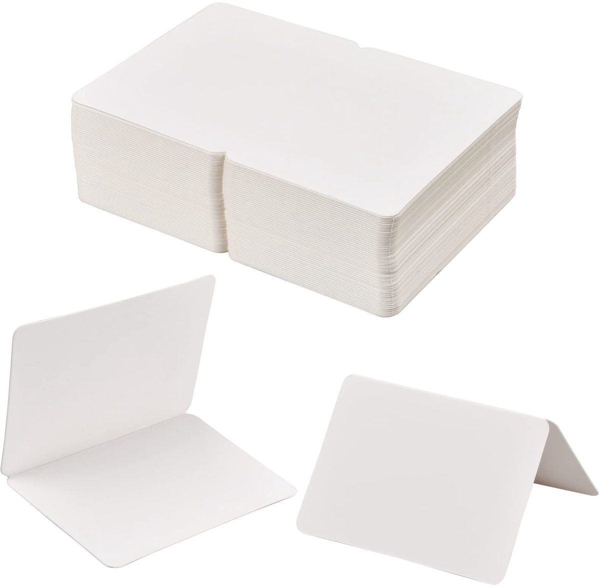 Dailygoods - 100 vellen vouwkaarten, blanco, lege vouwkaarten 10 x 14 cm, vouwkaarten 300 g/m² met afgeronde hoek, handwerk, doe-het-zelf cadeau, wenskaarten, tafelkaarten voor Kerstmis, verjaardag, uitnodiging (wit)