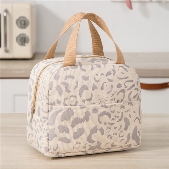 Beige compacte 6L ge茂soleerde mini lunchtas, lichtgewicht herbruikbare koeltas voor lunchbox, snacks en drinkfles, geschikt voor werk, school en picknick — afbeelding 2