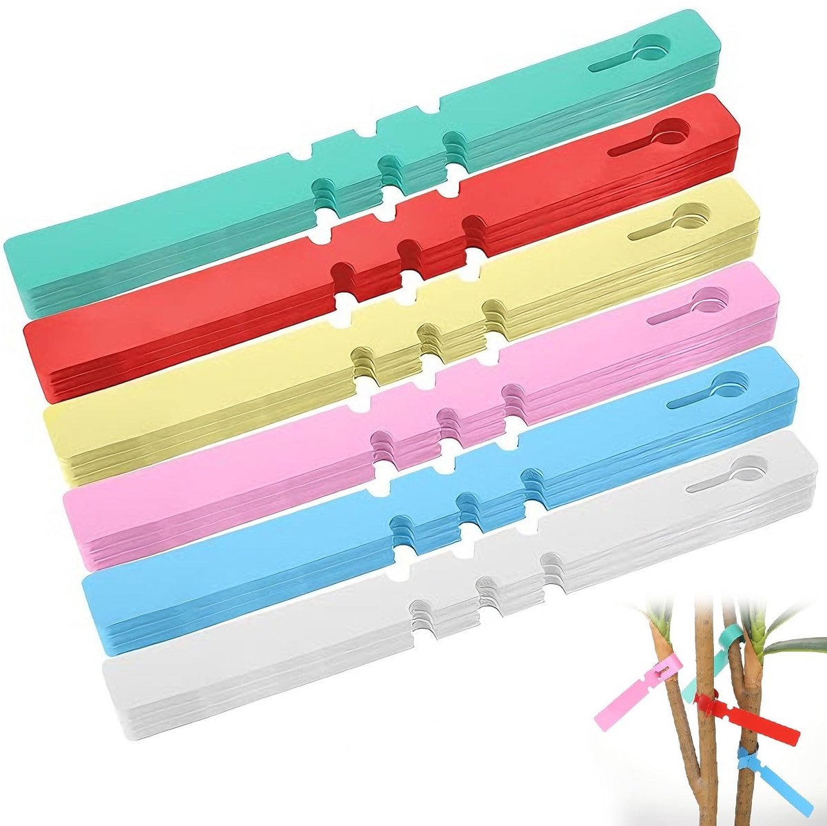 Tuinlabels PVC - Plantenetiketten Hangend - Planten Identificeren - Verstelbare Ring - 120 Stuks - Multicolor
