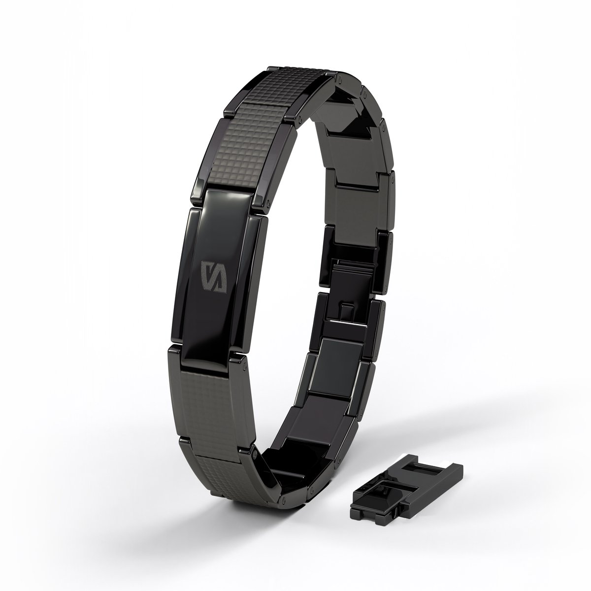 SERASAR | Premium roestvrijstalen armband voor heren [Impact] | 316L chirurgisch staal | Waterdicht | Veilige sluiting | Zwart, 17 cm | Inclusief sieradendoosje