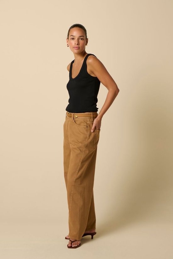 Lichtbruine Cropped Mid Waist Barrel Jeans