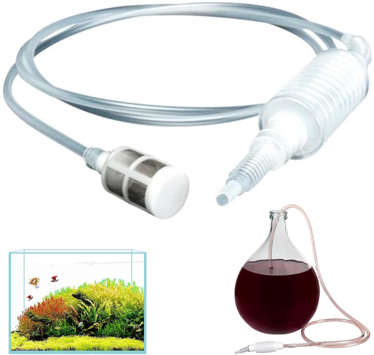 Dailygoods - MagiSel Brew Sifonbuis siliconen, douche-sifon-filterslang, sifon slang filter, aquarium waterwisselfilter, sifonpomp voor het brouwen van bier en wijn, grootte ca. 2 m