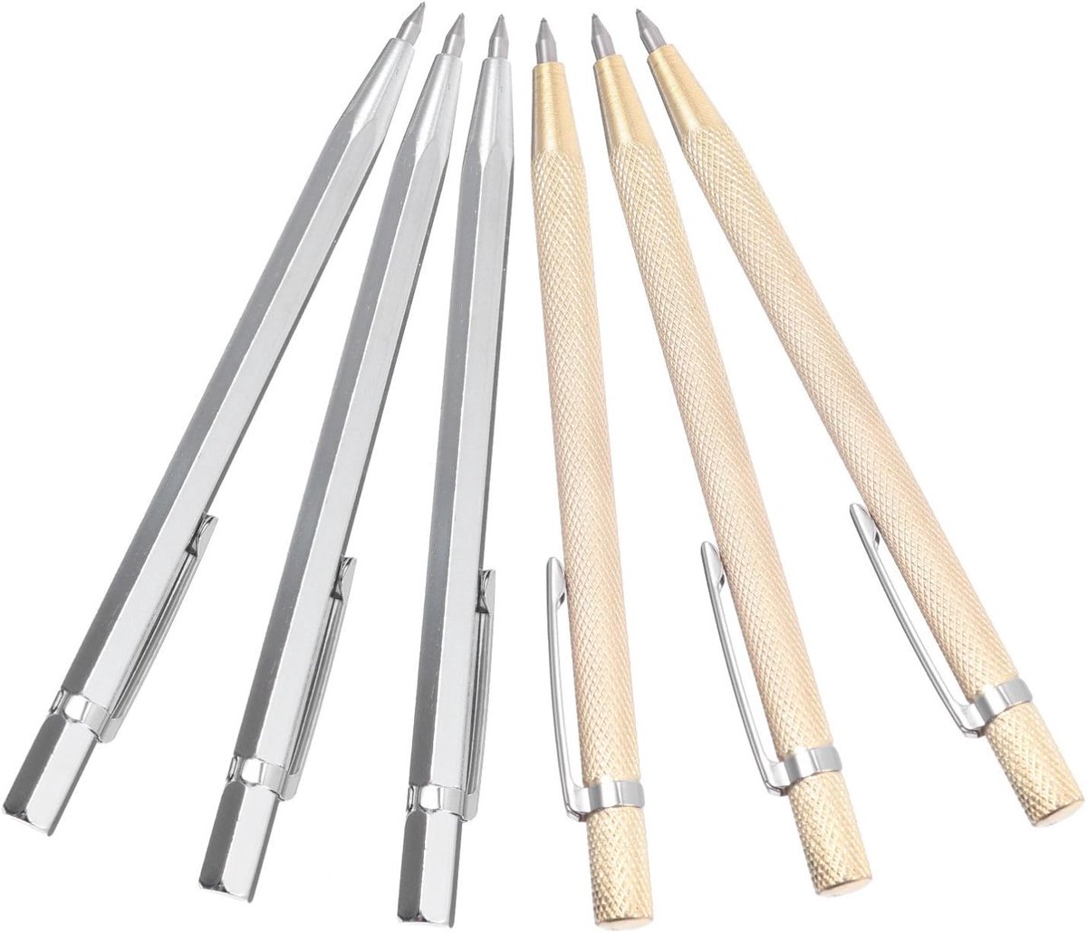 Graveergereedschap Set - Etsstiften - Metaal Graveren - Wolfraamcarbide Punt - 6 Stuks - Diverse Kleuren