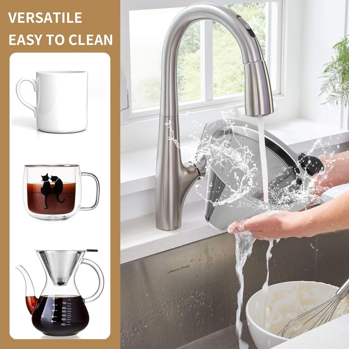 1 stuk - Koffiefilter voor druppelkoffie - Fijn dubbellaags roestvrijstalen koffiefilter - Metalen kegelvormig filter voor opschenken - Filter voor opschenken - Herbruikbaar filter - Geschikt voor het filteren van koffie — cadeau in Kookcadeaus - foto 3