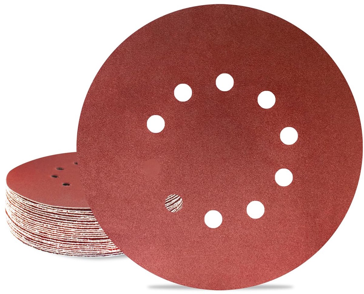 Schuurschijven Klittenband - Schuurpapier Rond - Oppervlakken Bewerken - Aluminiumoxide Korrel - 225 mm 10 Gaten - Roodbruin