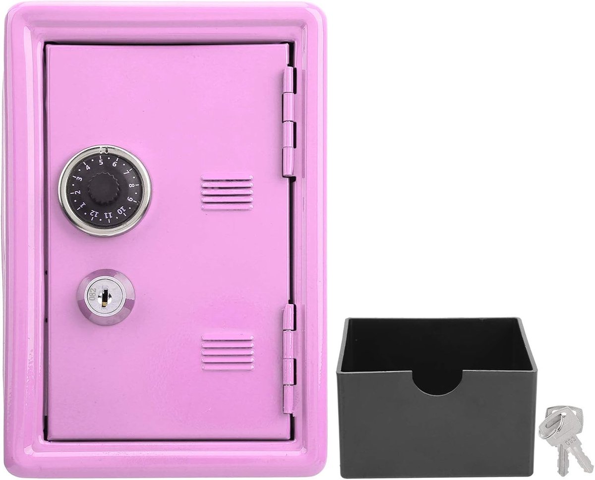 Safe Lock Cash Box voor kinderen - Mini Spaarpot met geldlade - Strong Box voor Security - Metalen geldkist met slot voor thuis - Roze .