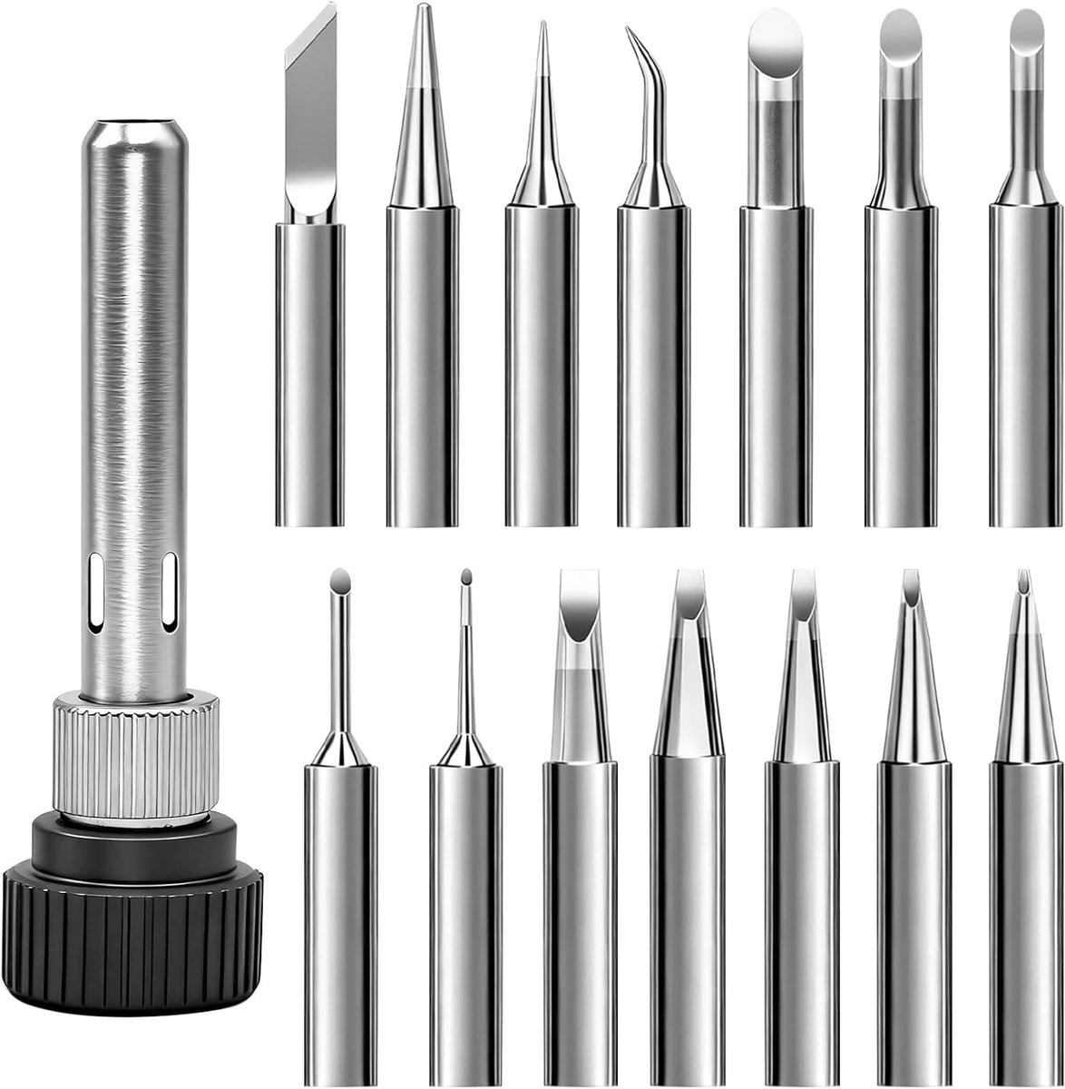 Soldeerpunten Set - Hulpmiddelen - Precisie Werk - Roestvrij Staal - 14 Stuks - Zilver