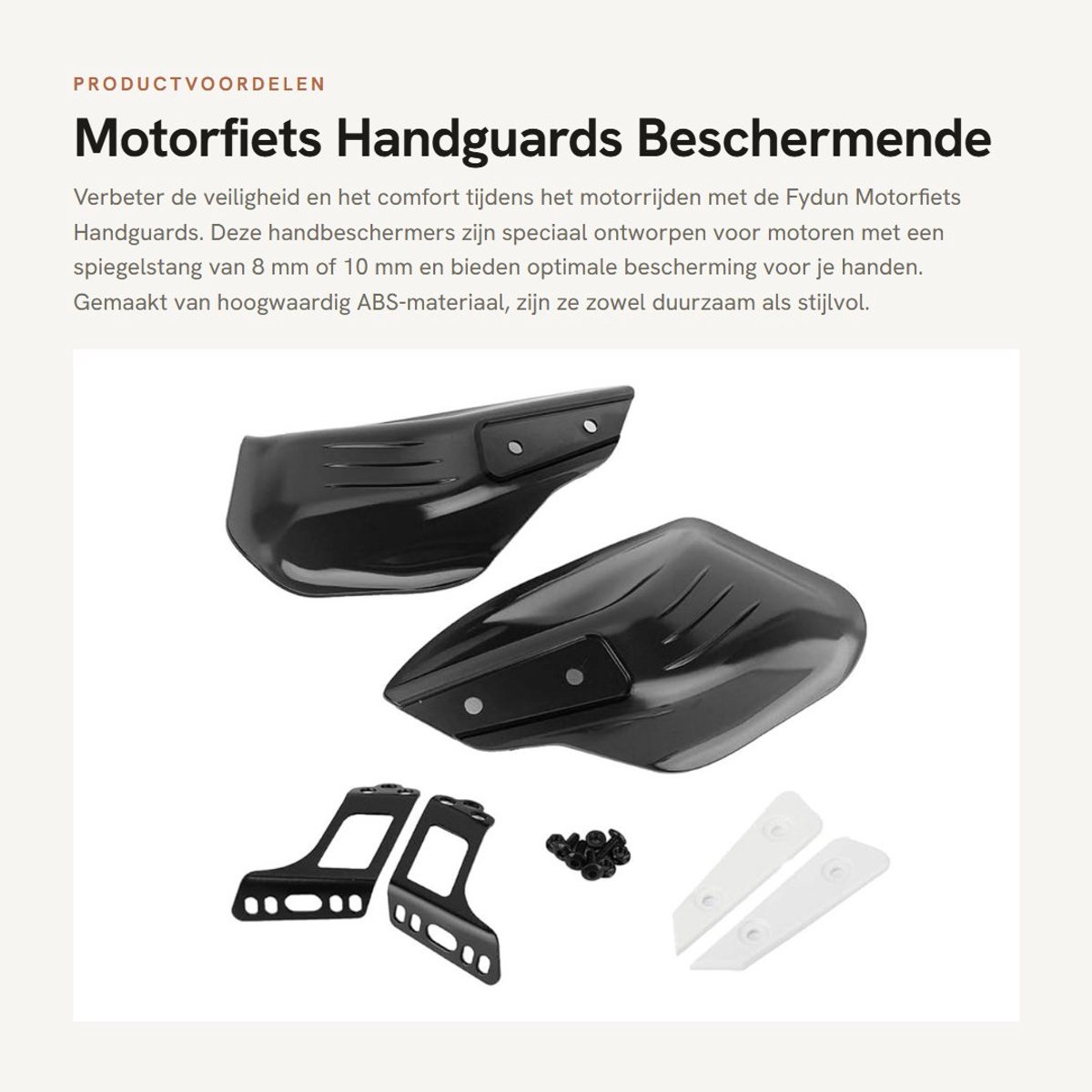 Dailygoods- Handguards Hoogwaardige Bescherming - Handbescherming - Beugels - Sticks - Schroeven/Bouten - Geschikt voor 8mm/10mm Mirror Bar - Motorfiets Handbescherming