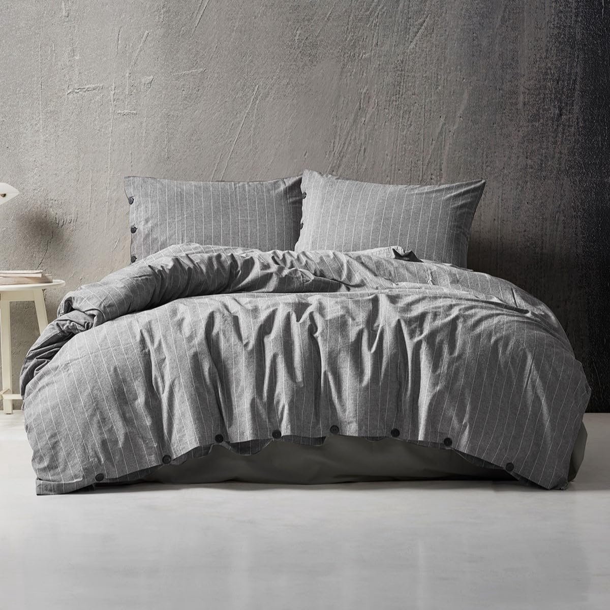 Dekbedovertrek set - Beddengoed set - Comfortabel slapen - Garen geverfd gestreept - 200 x