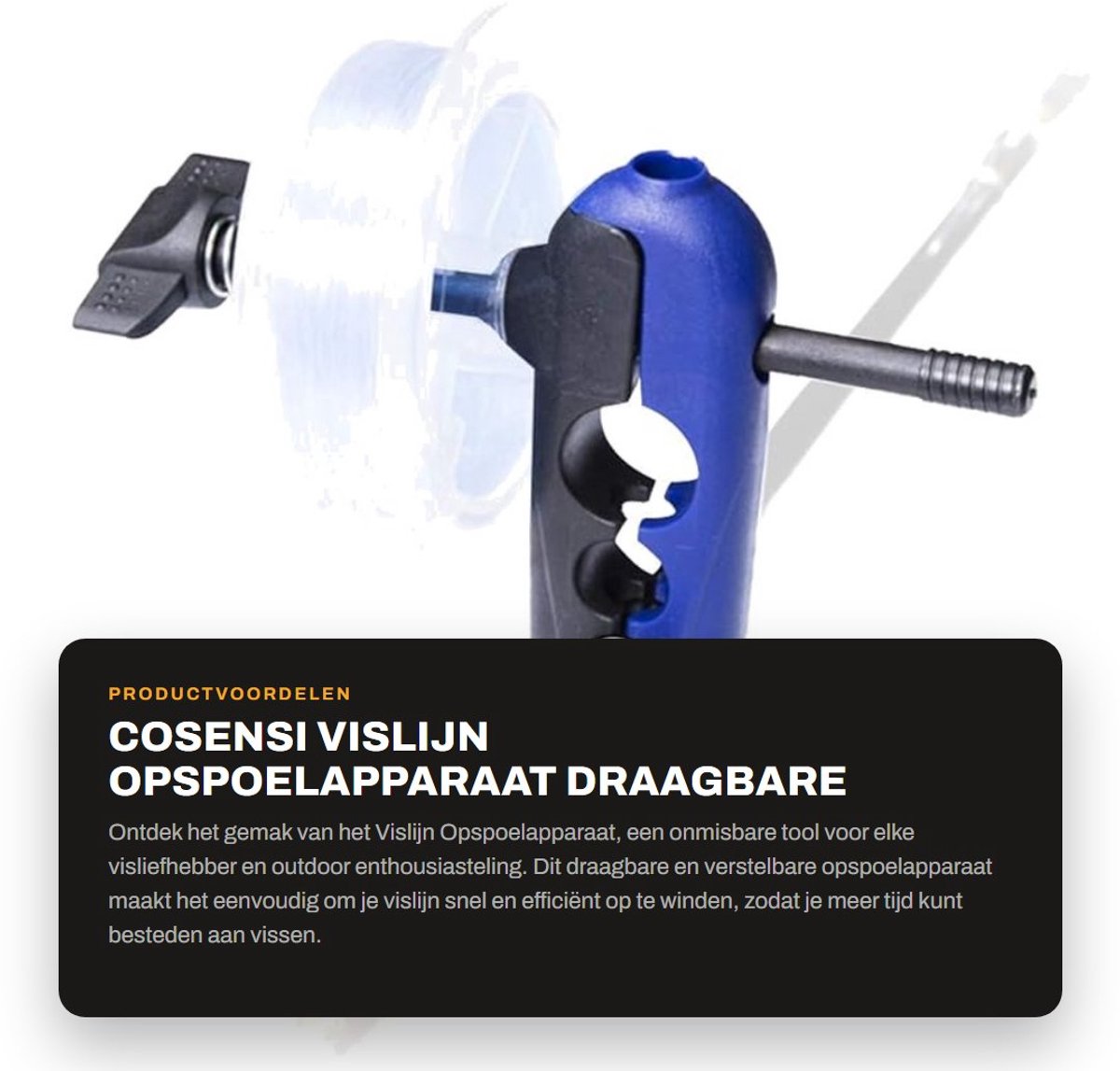 Dailygoods- Opsnoeier Draagbaar - Verstelbare Winder - Kunststof/Roestvrij Staal - 16,5 x 4 cm - Mini Vislijn Spoeler - Lichtgewicht 56G - Lijnwinder