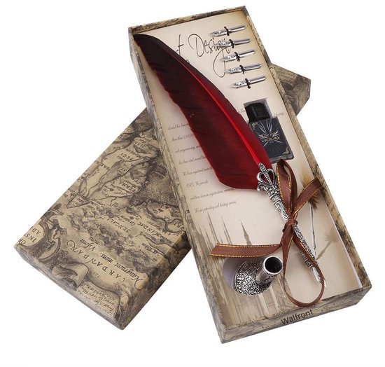 Dailygoods- Borstelpen 0,5 Mm - Dompelpen - Antieke Gift - Kwalitatief Hoogwaardig - Vervangbare Puntgrootte - Rood/Zwart - Dip Pen — afbeelding 5