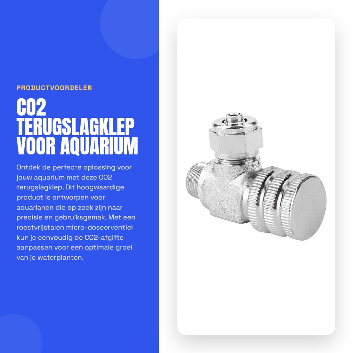 Dailygoods- Terugslagklep Roestvrij Staal - CO2 Terugslagklep - Micro-doseerventiel - Ergonomisch Ontwerp - Eenvoudig te Installeren - Hoge Precisie - Aquariumventiel