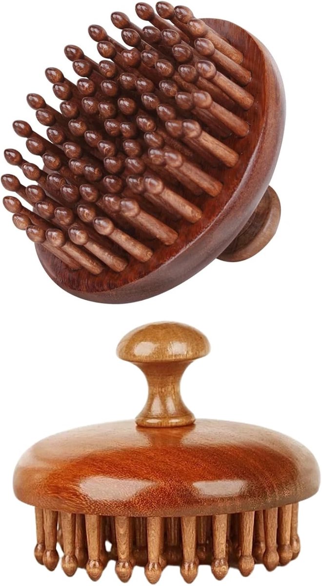 Houten Kam - Hoofdmassage Borstel - Hoofdhuid Ontspanning - 79 Lotus Vormige Tanden - 11 x 10.31 x 10.21 cm