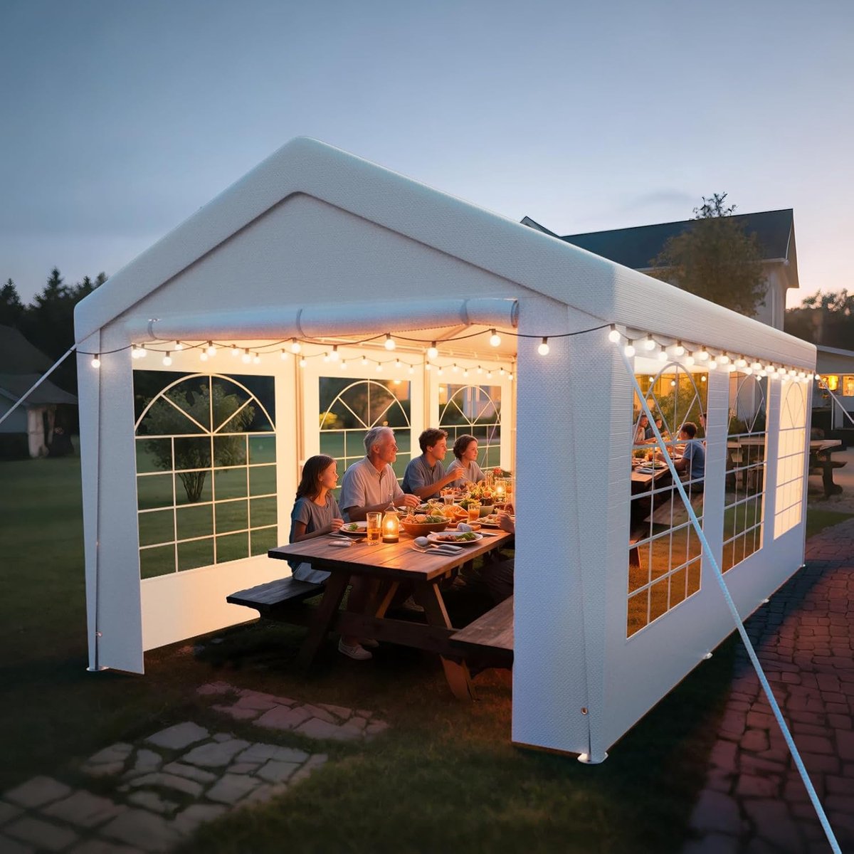 Partytent 3x6 meter met zijwanden en geveldelen - UV-bestendig en waterdicht feesttent
