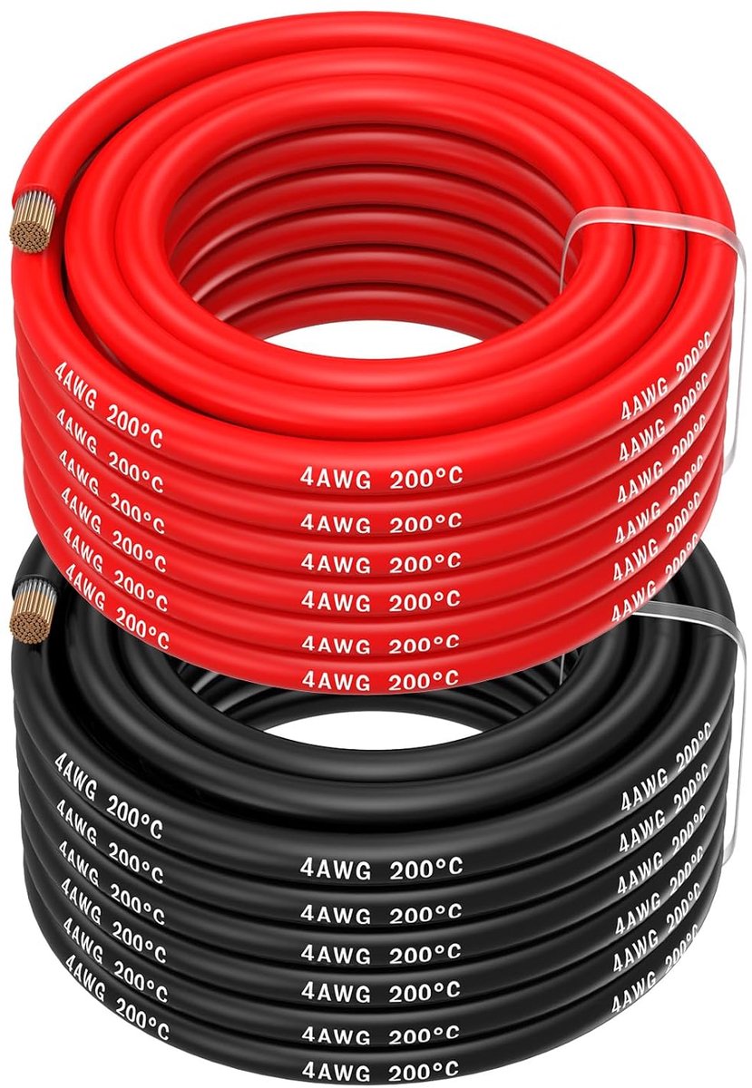 Elektrisch Draad - Koperkabel Tinnen - Stroom Verbinding - Hoge Temperatuur Bestendig - 2x 5m - Rood Zwart