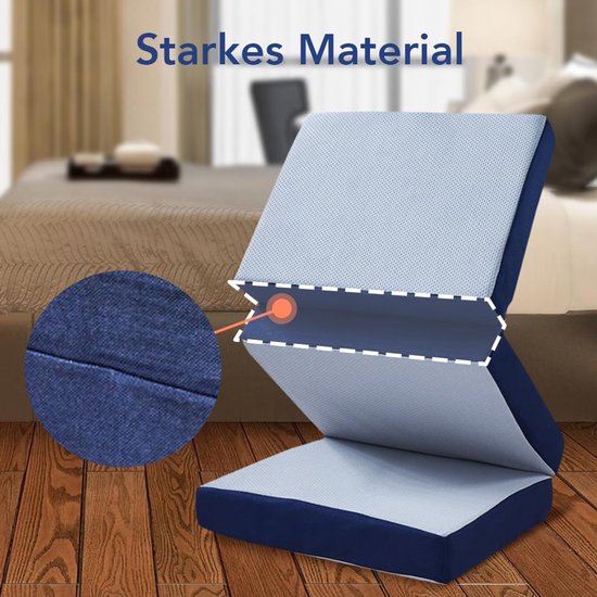 Opvouwmatras - Gastenbed - Logeren en reizen - Driemaal opvouwbaar - 195x75x15 cm - Blauw/grijs — afbeelding 3