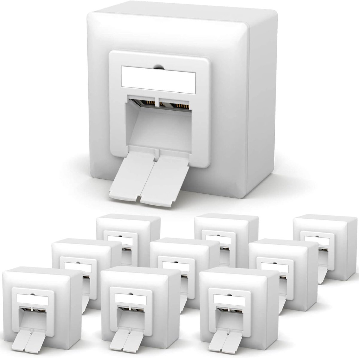 Netwerkcontactdoos - LAN-doos RJ45 - Nette bedrading - Volledig afgeschermd - 10 stuks - Signaalwit