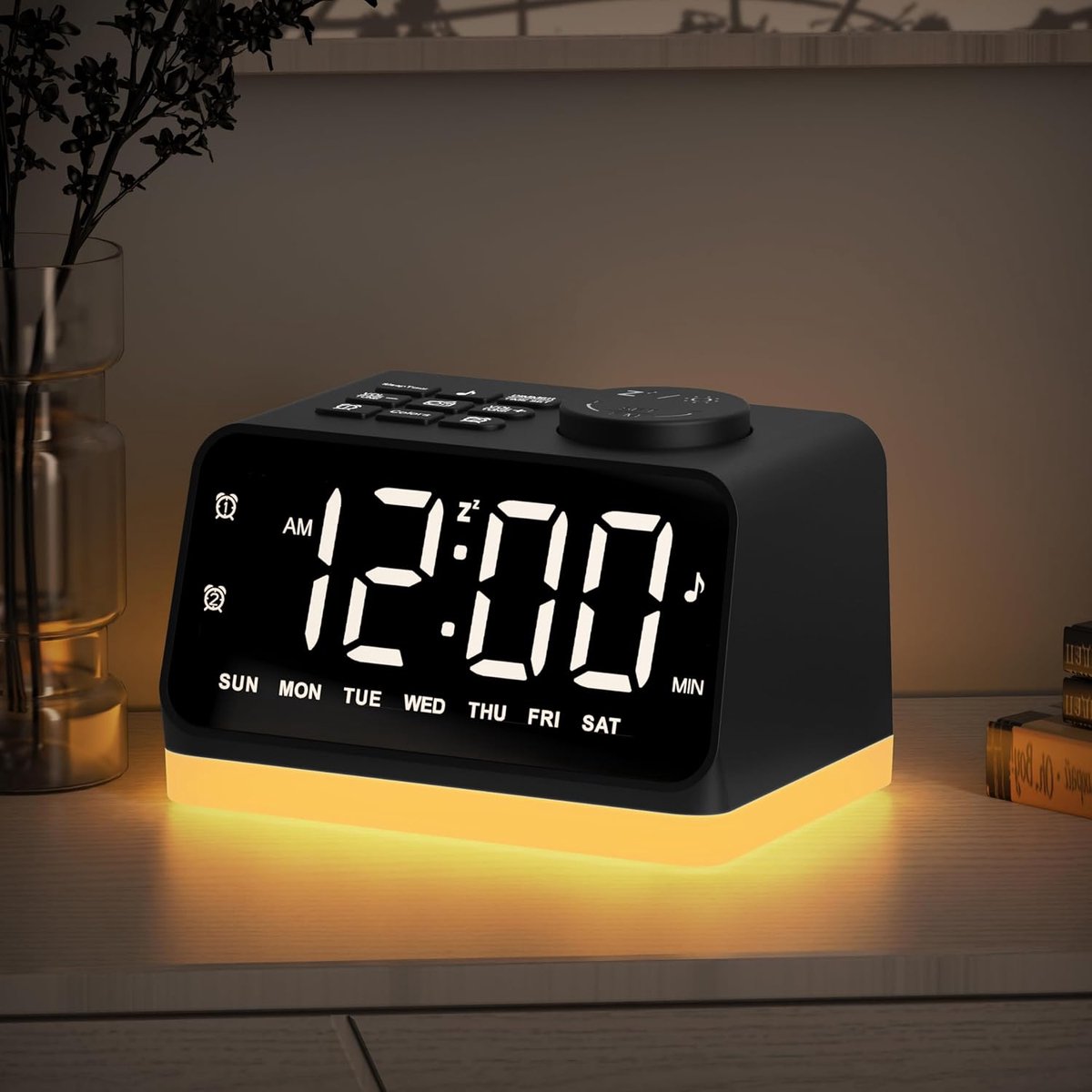 Digitale Wekker - Nachtlamp Radio - Wakker Worden - 8 Kleuren Verlichting - 5 Inch Display - Zwart
