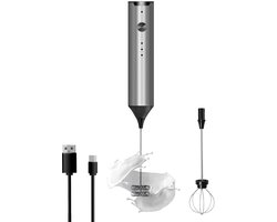 Elektrische Melkopschuimer - Koffie Blender - Dranken Bereiden - 3 Snelheden Instelbaar - Type C Oplaadbaar - Zilver