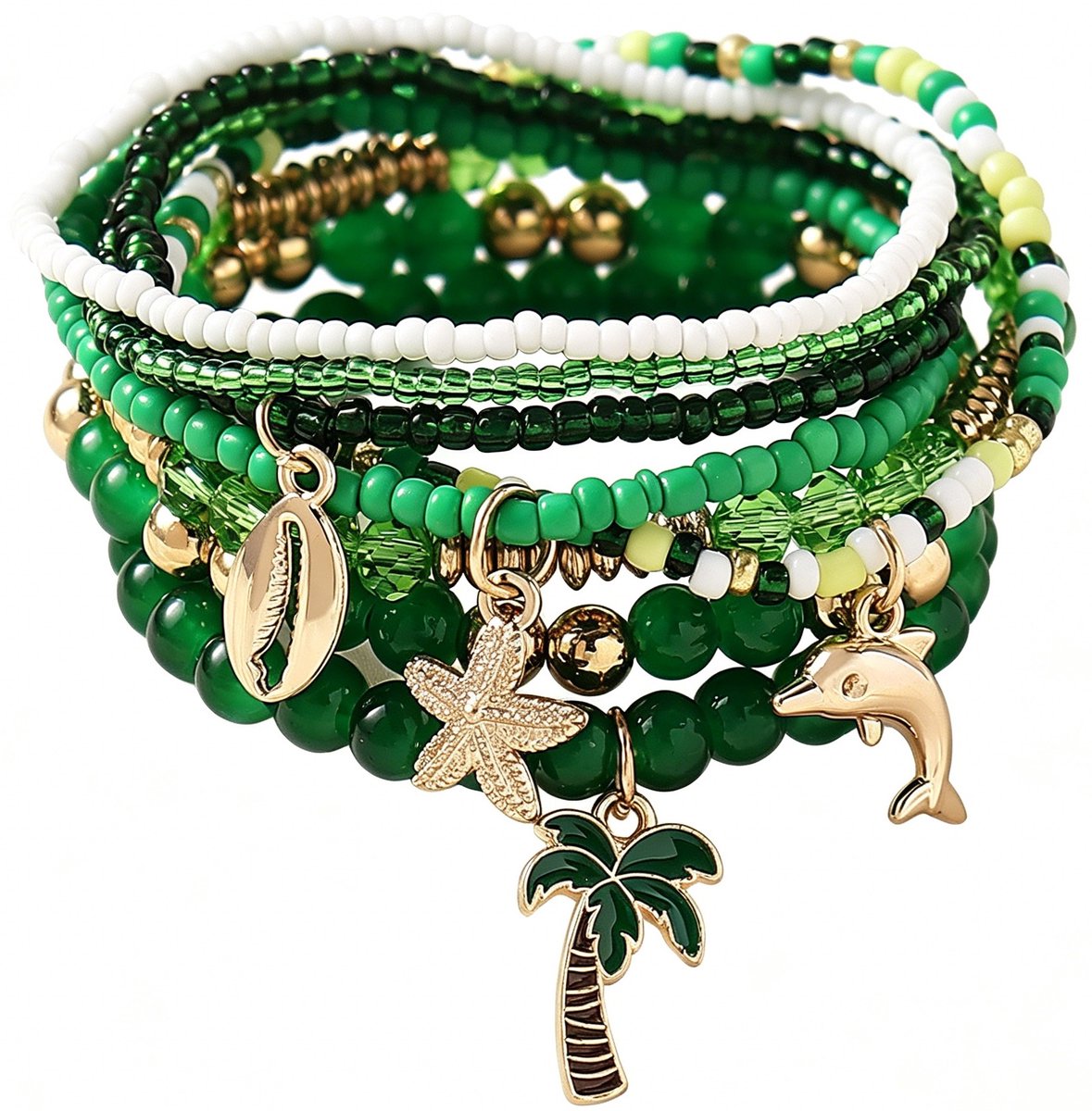 Armbandenset - palmboom - groen