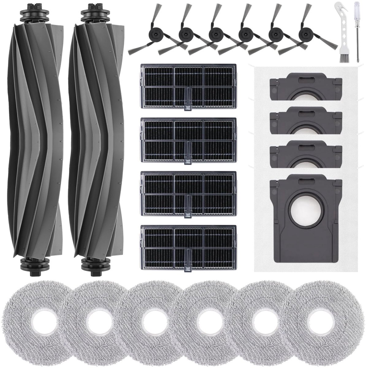 Dailygoods- Robotstofzuiger Accessoires - 2 Hoofdborstels - 4 Filters - 6 Dweildoeken - 6 Zijborstels - 4 Stofzakken