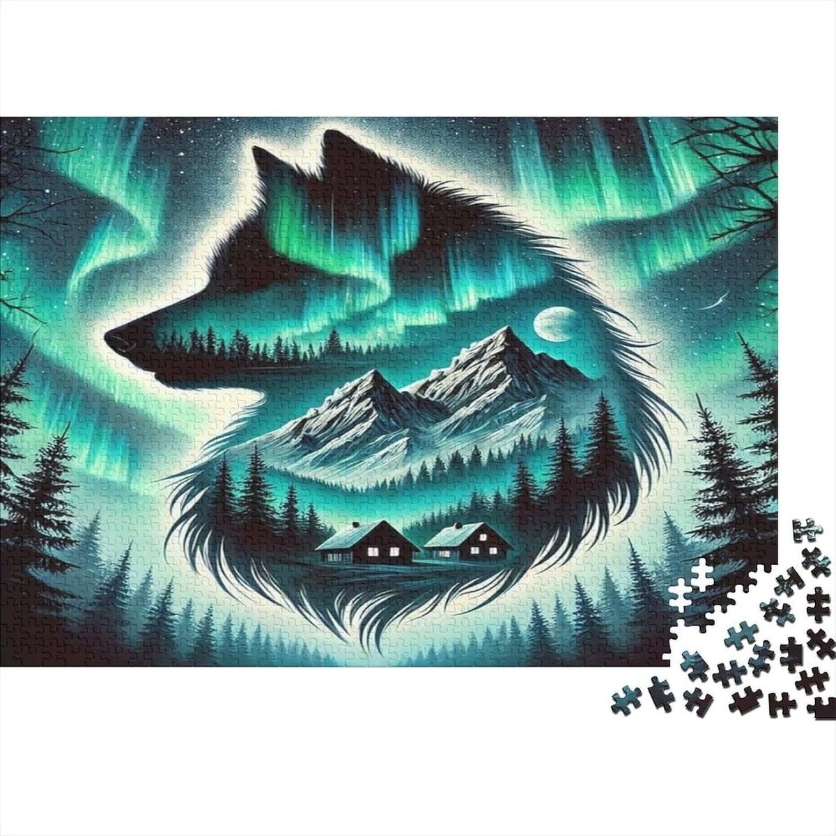 Legpuzzel 1000 stukjes - Volwassen puzzel - Ontspannend tijdverdrijf - Gerecycled materiaal - 38 x 26 cm - Nachtlandschap