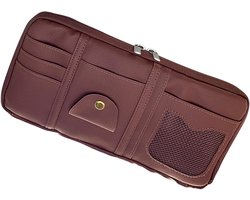 Zonneklep Opbergvak - Auto Organizer - Auto Interieur - Ingebouwde Brillenclip - 30x15 cm - Bruin