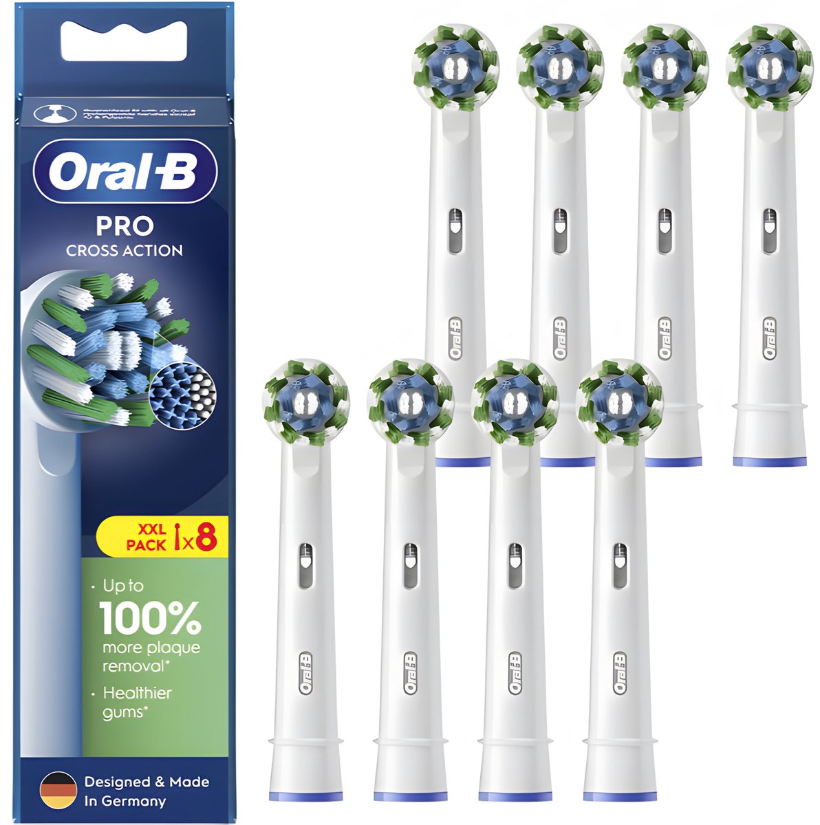 Oral-B Cross Action Clean – opzetborstels – wit – 8 stuks – origineel