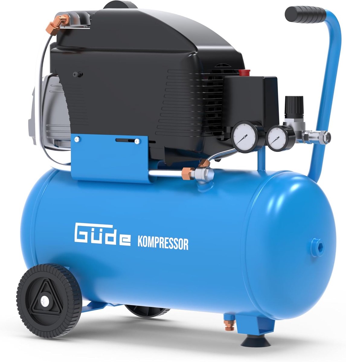Oliegesmeerde Compressor - Perslucht Machine - Klus Werk - Mobiel Gebruik - 24 Liter Ketel - Blauw Zwart