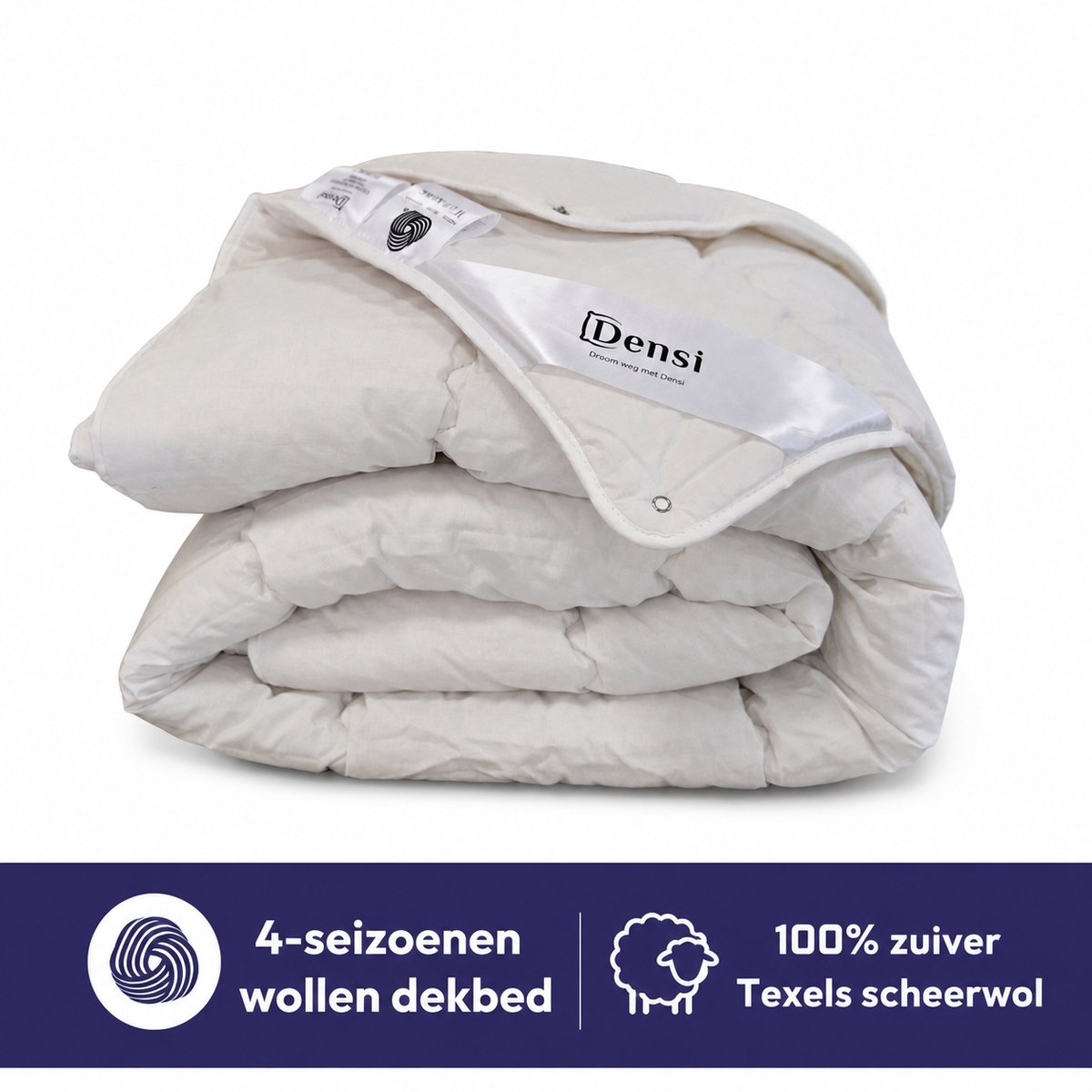 Densi 100% Texels Scheer Wol - Wollen Dekbed - 4-Seizoenen Dekbed - 240x200 cm - IWS Wolmerk - All Season