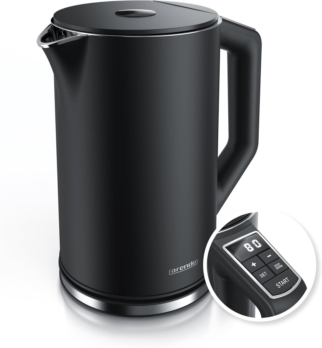 Roestvrijstalen waterkoker - Temperatuurinstelling warmhoudfunctie - Thee en koffie zetten - Dubbelwandig design - 15 liter - Zwart