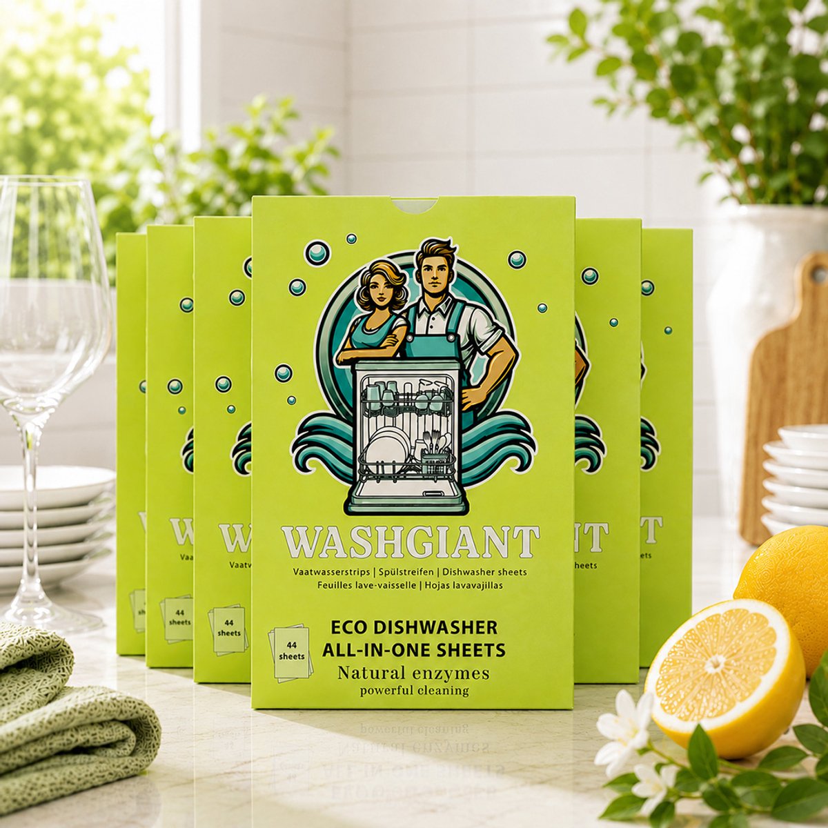 Washgiant Vaatwasser XL Pakket – Vaatwasstrips – Vaatwasmiddel – Microplasticvrij – Alternatief voor Vaatwastabletten – 264 Wasbeurten