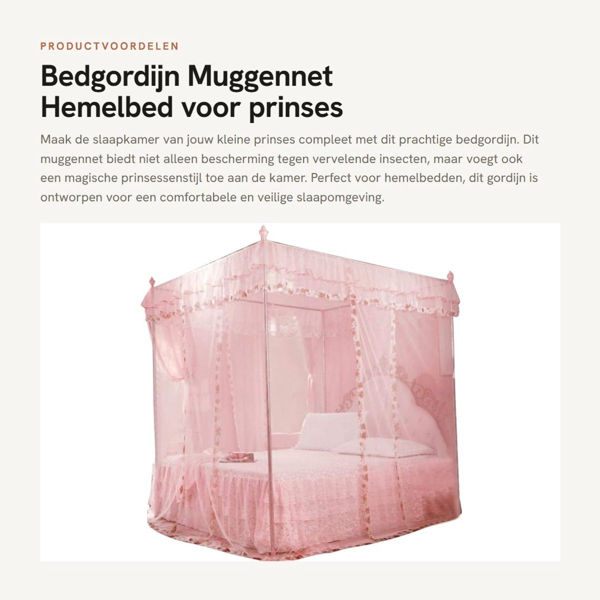 Dailygoods- Bedgordijn duurzaam - Muggennet - Hemelbed - Polyester - Prinsessenstijl - 120 x 200 x 200 cm